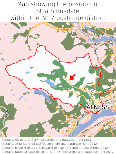 Map showing location of Strath Rusdale within IV17