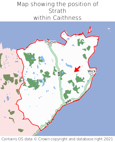 Map showing location of Strath within Caithness