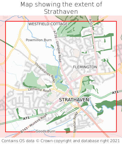 Map showing extent of Strathaven as bounding box