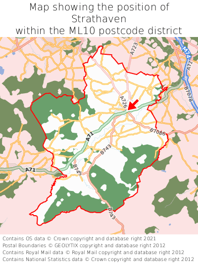 Map showing location of Strathaven within ML10