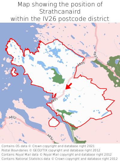 Map showing location of Strathcanaird within IV26