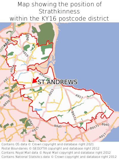 Map showing location of Strathkinness within KY16