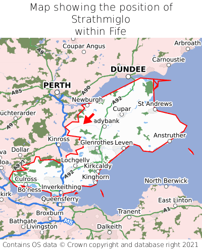Map showing location of Strathmiglo within Fife