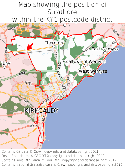 Map showing location of Strathore within KY1