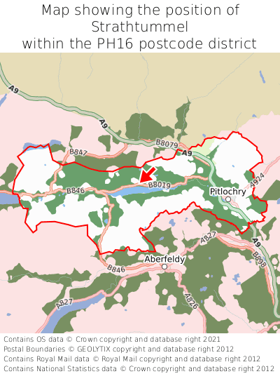 Map showing location of Strathtummel within PH16