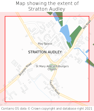 Map showing extent of Stratton Audley as bounding box