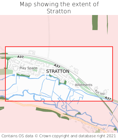 Map showing extent of Stratton as bounding box