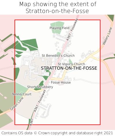 Map showing extent of Stratton-on-the-Fosse as bounding box
