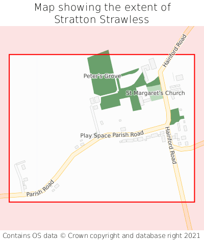 Map showing extent of Stratton Strawless as bounding box
