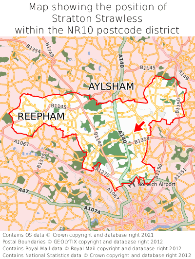 Map showing location of Stratton Strawless within NR10