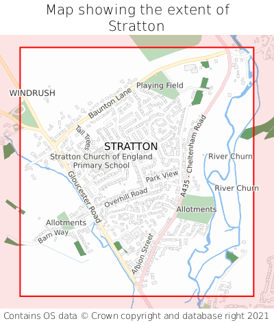 Map showing extent of Stratton as bounding box