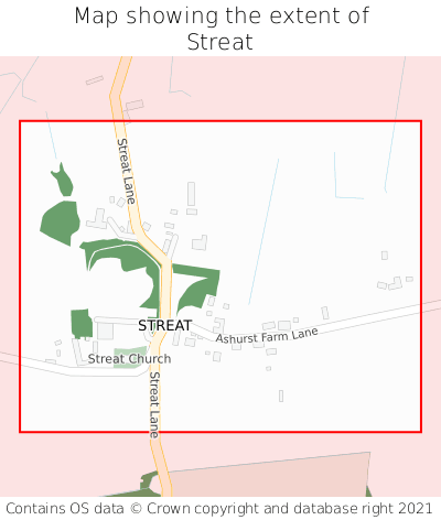 Map showing extent of Streat as bounding box