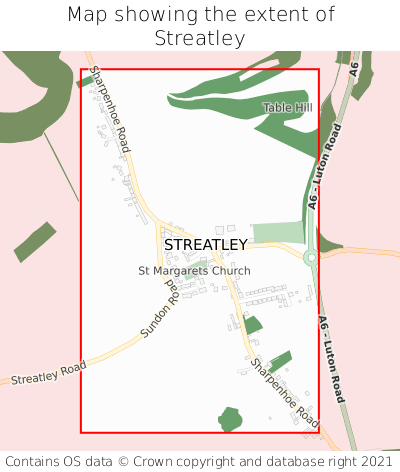 Map showing extent of Streatley as bounding box