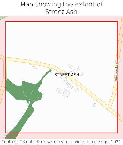 Map showing extent of Street Ash as bounding box
