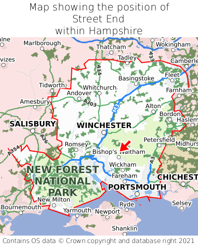 Map showing location of Street End within Hampshire