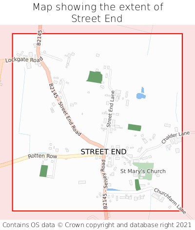 Map showing extent of Street End as bounding box
