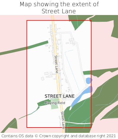 Map showing extent of Street Lane as bounding box