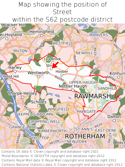 Map showing location of Street within S62