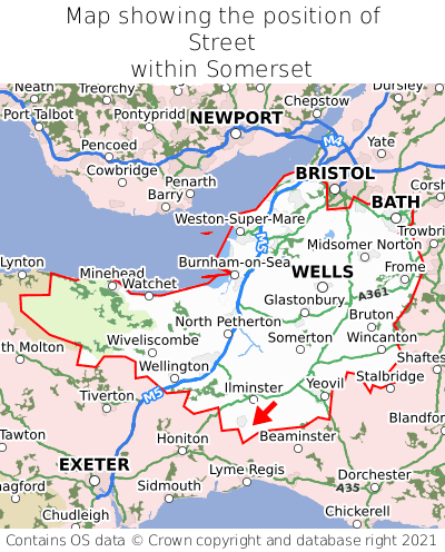 Map showing location of Street within Somerset
