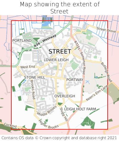 Map showing extent of Street as bounding box