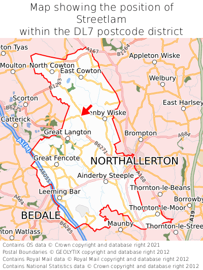 Map showing location of Streetlam within DL7