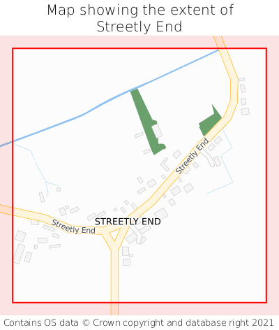 Map showing extent of Streetly End as bounding box