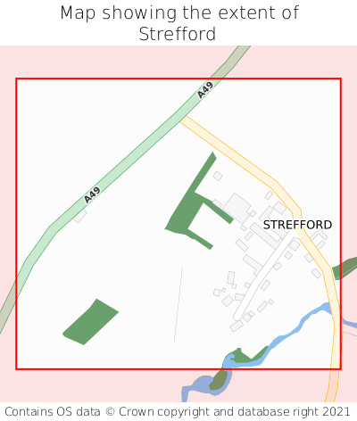 Map showing extent of Strefford as bounding box