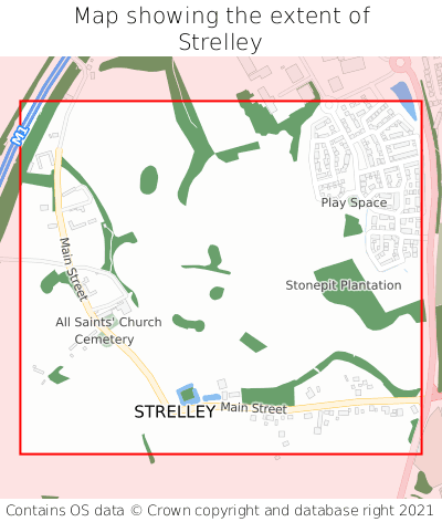 Map showing extent of Strelley as bounding box