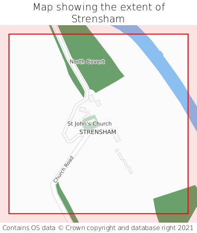 Map showing extent of Strensham as bounding box