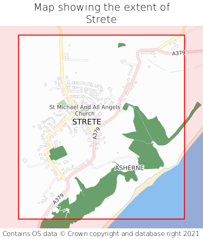 Map showing extent of Strete as bounding box