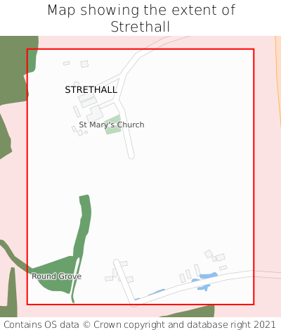 Map showing extent of Strethall as bounding box