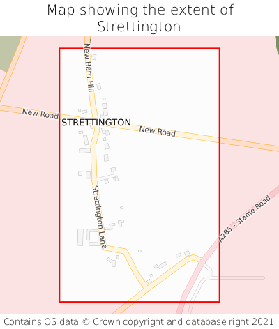 Map showing extent of Strettington as bounding box