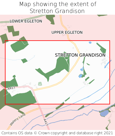Map showing extent of Stretton Grandison as bounding box