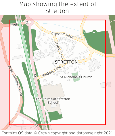 Map showing extent of Stretton as bounding box