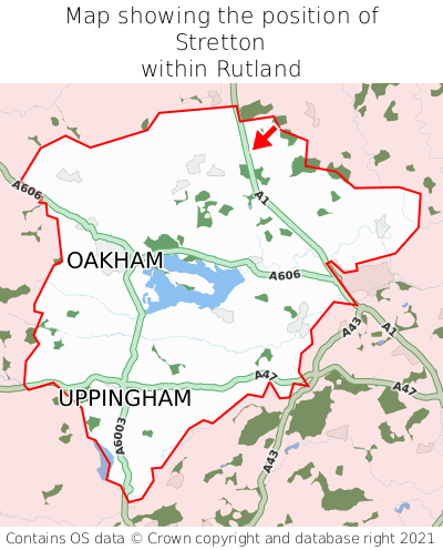 Map showing location of Stretton within Rutland