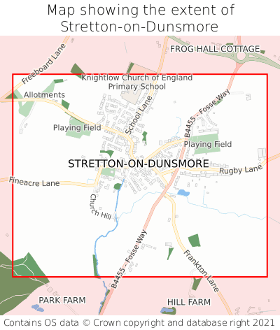 Map showing extent of Stretton-on-Dunsmore as bounding box