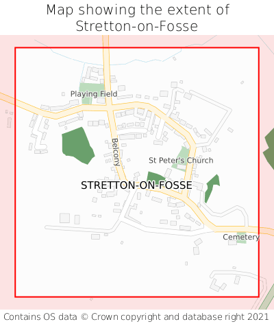 Map showing extent of Stretton-on-Fosse as bounding box