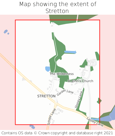 Map showing extent of Stretton as bounding box