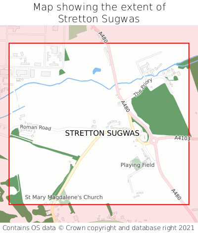 Map showing extent of Stretton Sugwas as bounding box