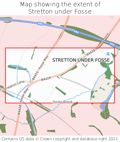 Map showing extent of Stretton under Fosse as bounding box