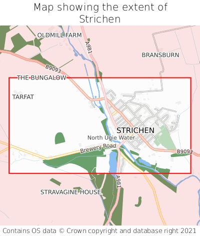 Map showing extent of Strichen as bounding box