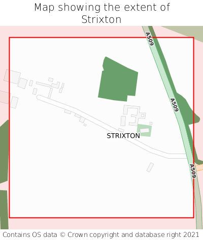 Map showing extent of Strixton as bounding box