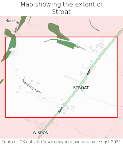 Map showing extent of Stroat as bounding box