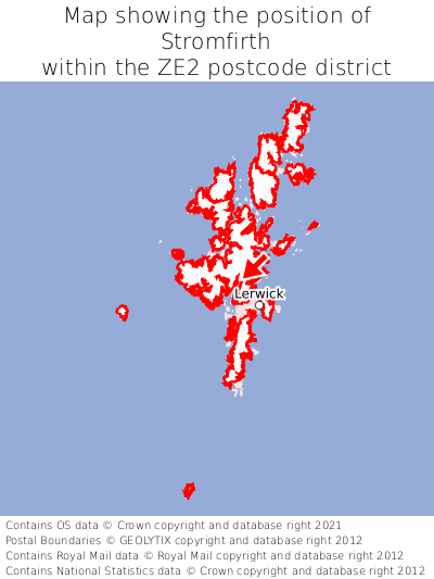 Map showing location of Stromfirth within ZE2