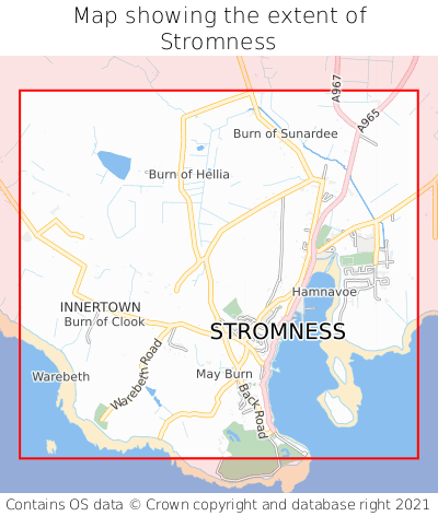 Map showing extent of Stromness as bounding box