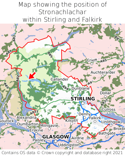 Map showing location of Stronachlachar within Stirling and Falkirk