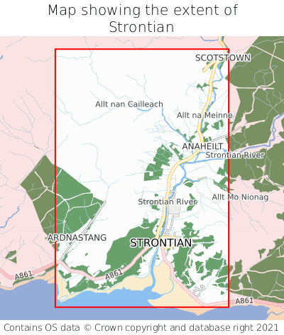 Map showing extent of Strontian as bounding box