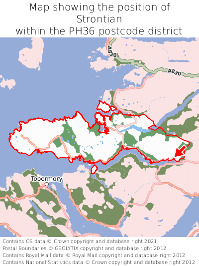 Map showing location of Strontian within PH36