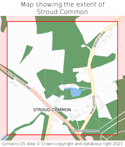 Map showing extent of Stroud Common as bounding box