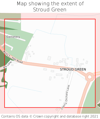 Map showing extent of Stroud Green as bounding box